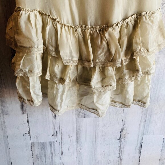 NWT $148 Free People Calliope Ruffle Midi Skirt M Hi Lo Lt Green Sage Boho - Picture 15 of 16